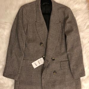 Zara checked double-breasted blazer